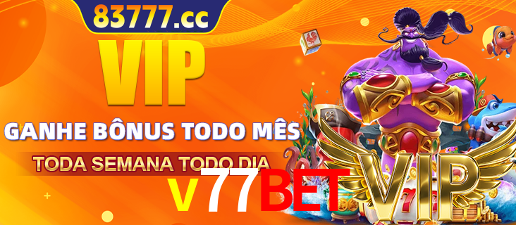 Banner promocional do v77bet oferecendo 100% de recompensas adicionais contínuas para quem fizer o login diário (Daily sign-in), com um mascote de coelho.