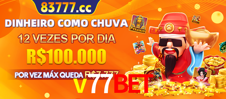Banner do programa de recompensas Recomende para amigos do v77bet, detalhando os bônus por convidar amigos, com prêmios que chegam a R$288.888.